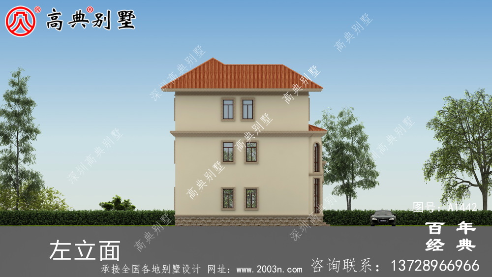 气派欧式三层复式别墅设计图纸和效果图_农村三层别墅设计