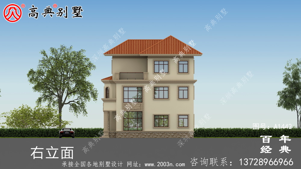 气派欧式三层复式别墅设计图纸和效果图_农村三层别墅设计