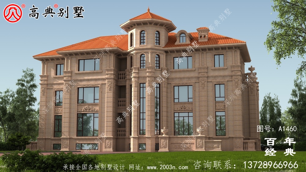 三層歐式石材豪華別墅設計圖_鄉村別墅工程圖紙