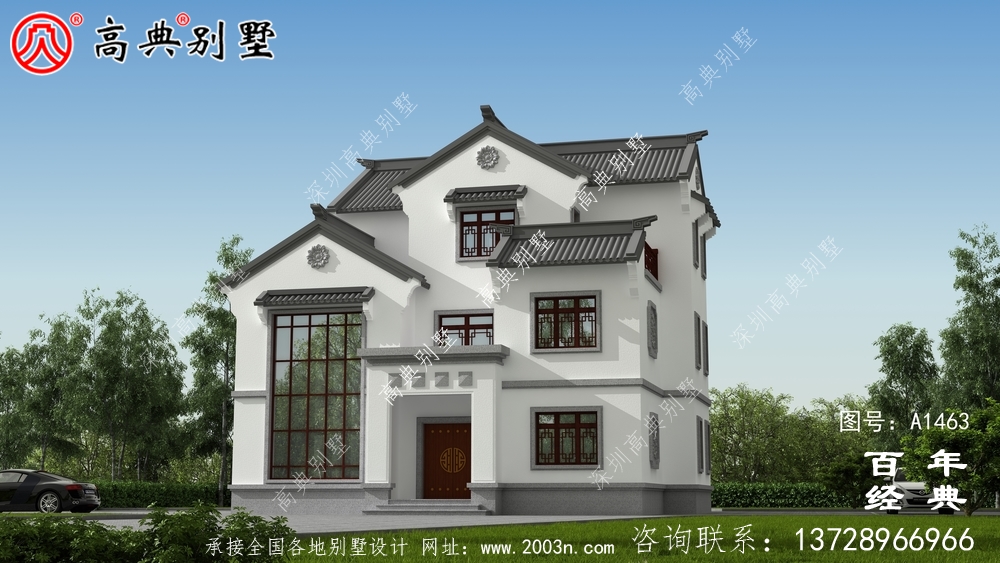 新中式三層復式別墅設(shè)計圖紙_鄉(xiāng)村別墅工程圖紙