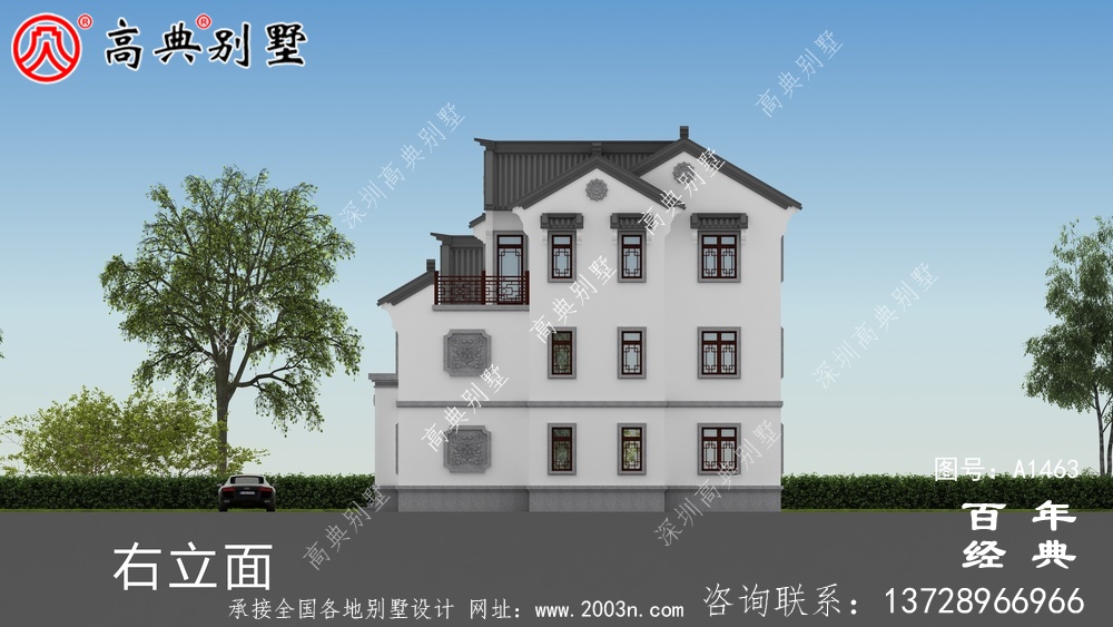 新中式三層復式別墅設(shè)計圖紙_鄉(xiāng)村別墅工程圖紙