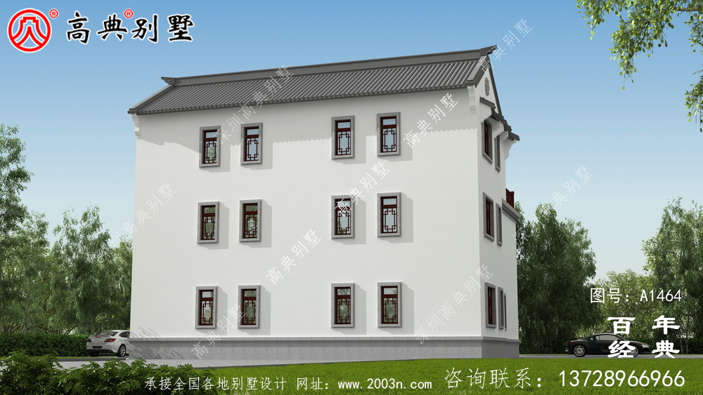 新中式農(nóng)村別墅帶車庫(kù)三層設(shè)計(jì)圖紙及效果圖_農(nóng)村三層別墅設(shè)計(jì)