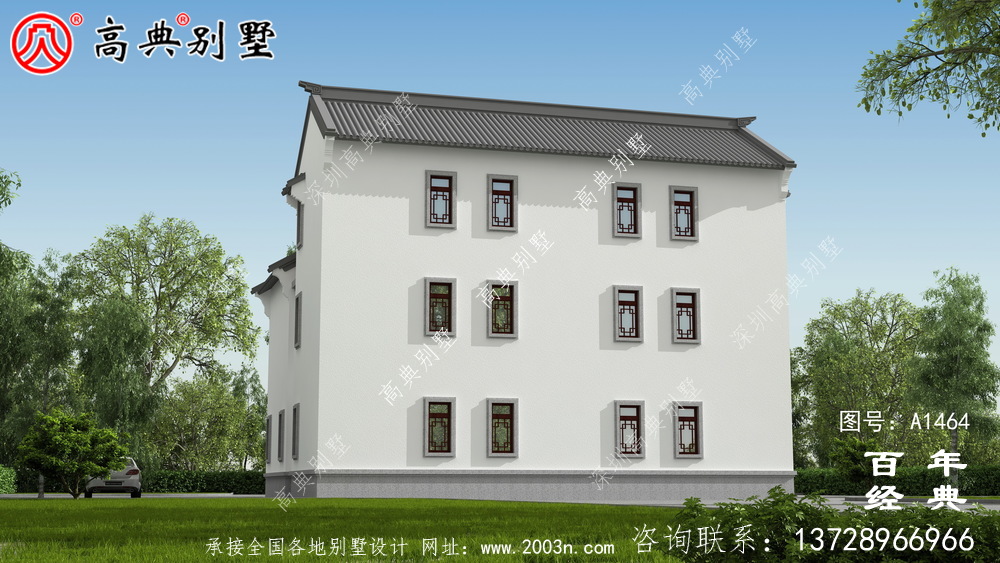 新中式農(nóng)村別墅帶車庫(kù)三層設(shè)計(jì)圖紙及效果圖_農(nóng)村三層別墅設(shè)計(jì)
