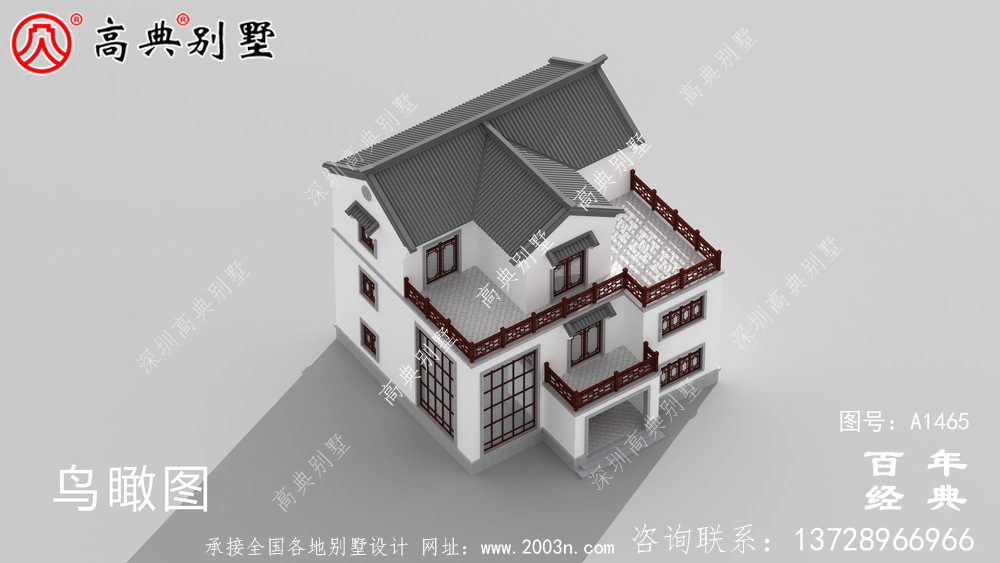 新中式三層復式鄉村別墅外觀效果圖_鄉村三層別墅設計