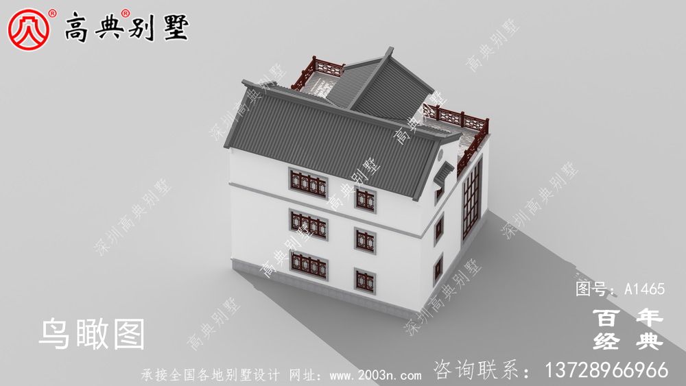 新中式三層復式鄉村別墅外觀效果圖_鄉村三層別墅設計
