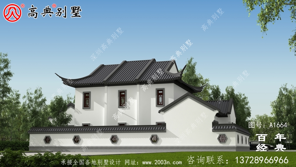 中式兩層蘇式園林別墅設(shè)計(jì)圖紙和效果圖_農(nóng)村兩層別墅設(shè)計(jì)