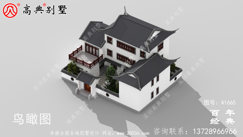 新中式三層蘇式園林別墅設(shè)計圖紙和效果圖_農(nóng)村三層別墅設(shè)計