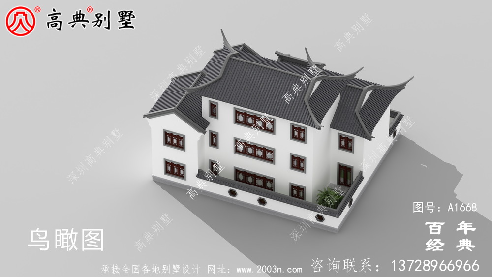 新中式三層蘇式園林院子別墅設計圖紙_鄉村別墅工程圖紙