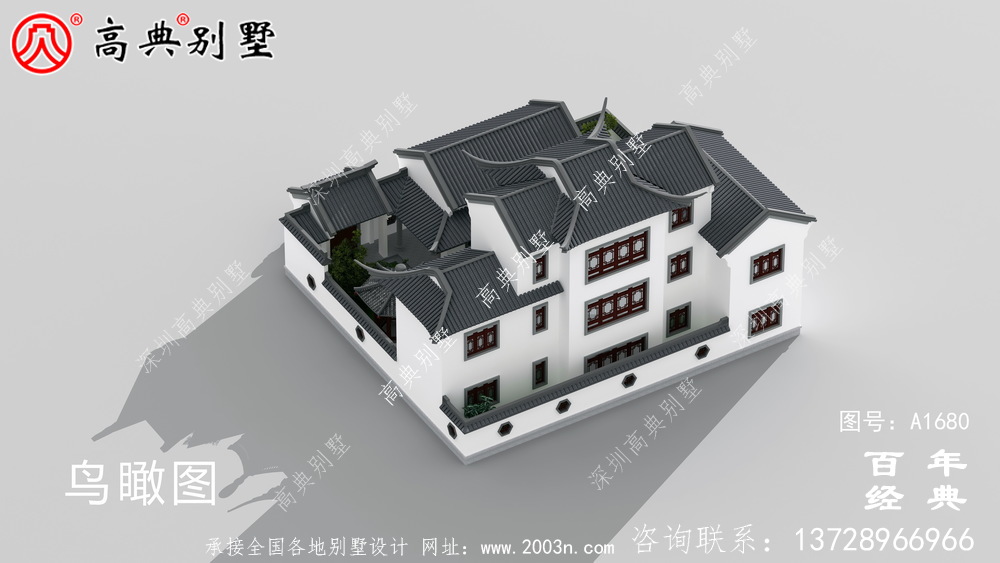 乡村三层新中式别墅效果图_农村三层别墅设计