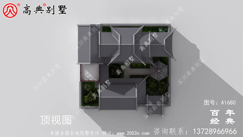 乡村三层新中式别墅效果图_农村三层别墅设计
