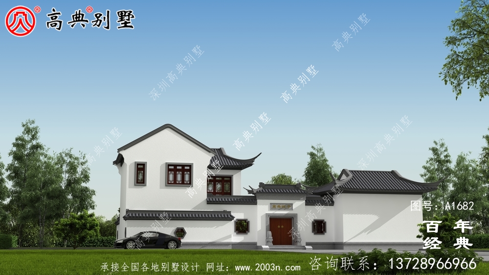 两层中式院子别墅设计图纸及效果图_农村三层别墅设计