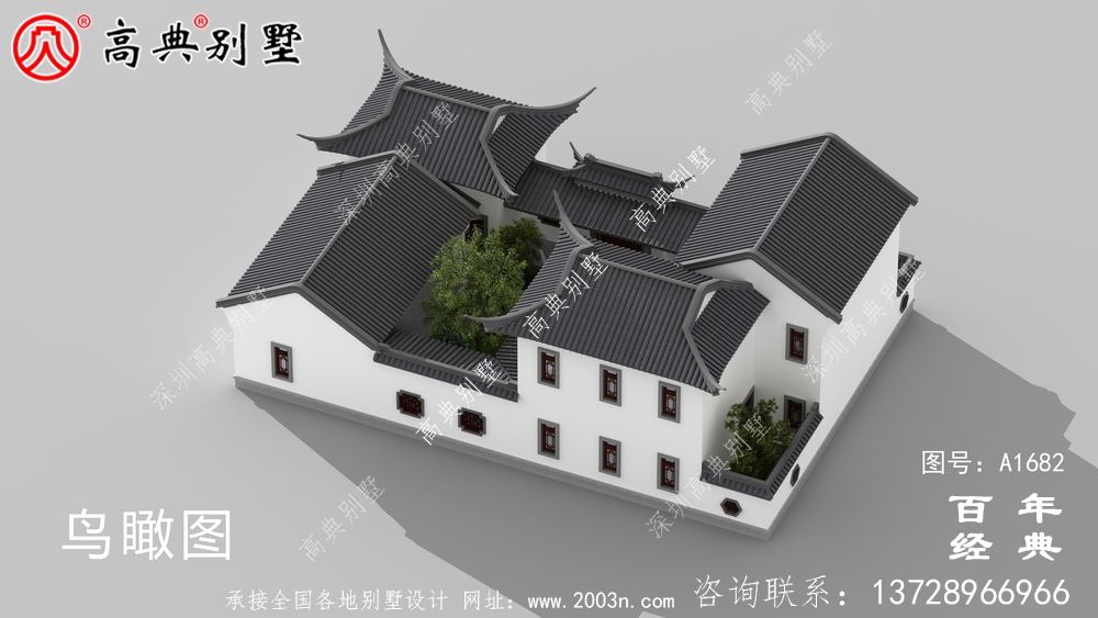 两层中式院子别墅设计图纸及效果图_农村三层别墅设计