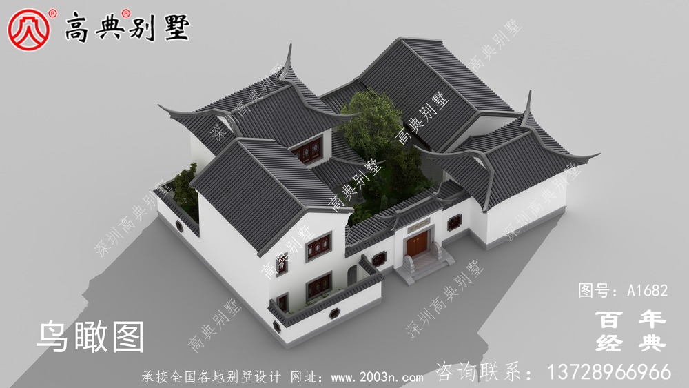 两层中式院子别墅设计图纸及效果图_农村三层别墅设计