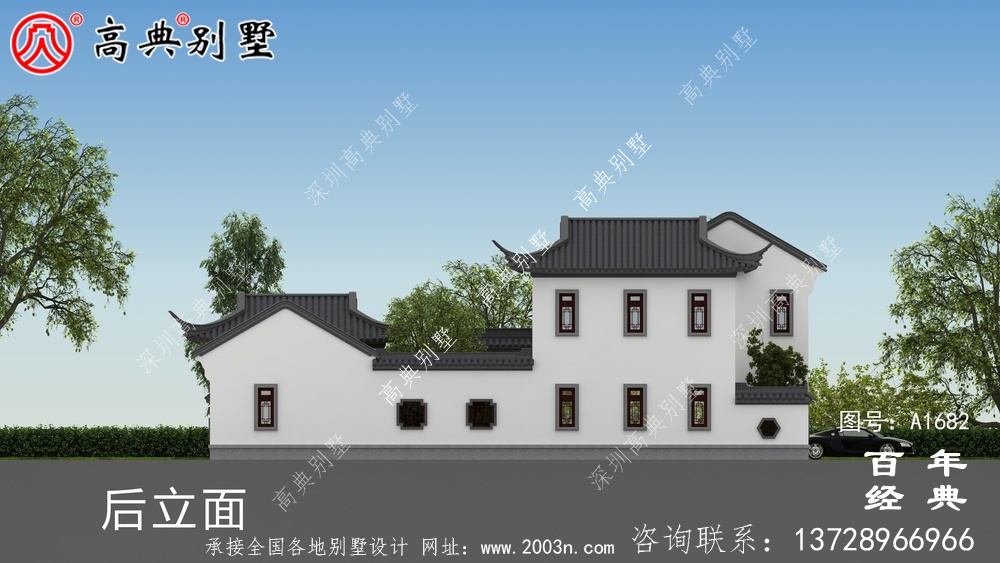 两层中式院子别墅设计图纸及效果图_农村三层别墅设计