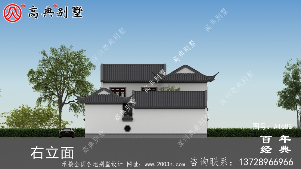 两层中式院子别墅设计图纸及效果图_农村三层别墅设计