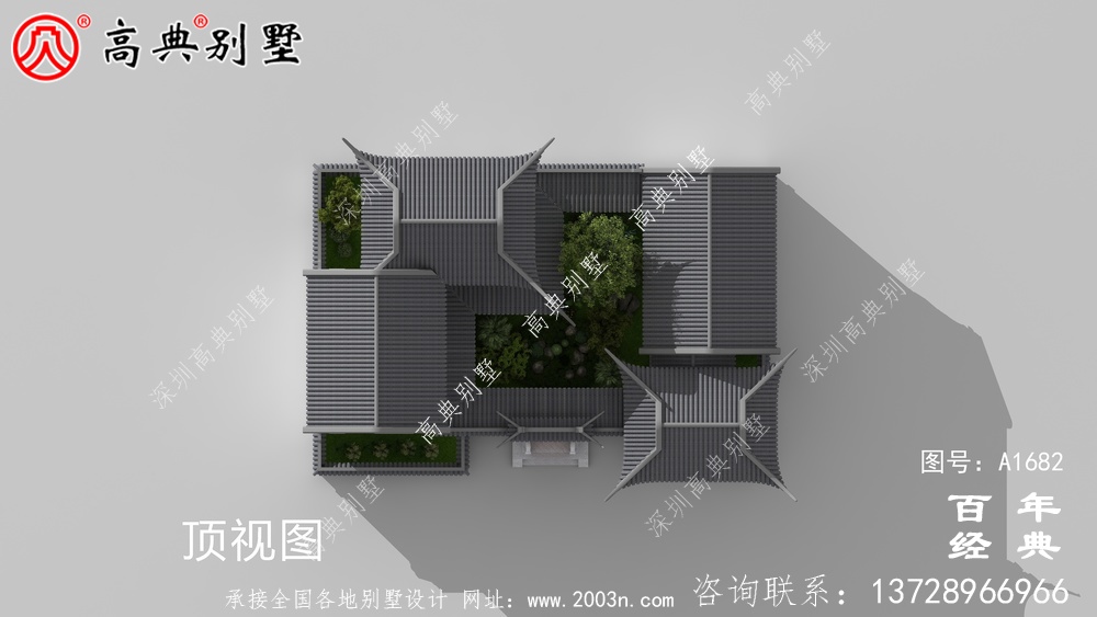 两层中式院子别墅设计图纸及效果图_农村三层别墅设计