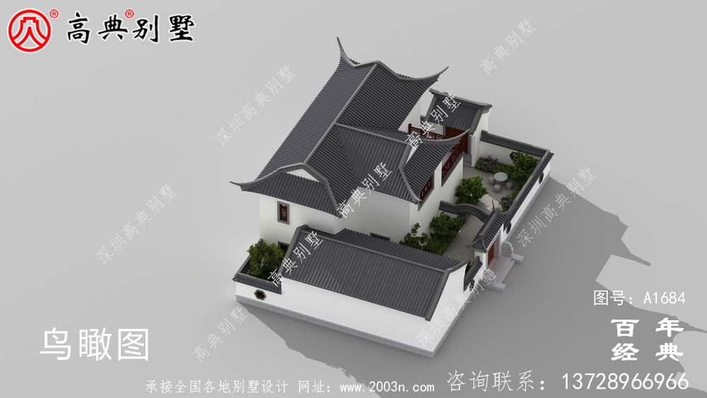 苏式园林二层中式别墅设计图纸及效果图_农村三层别墅设计