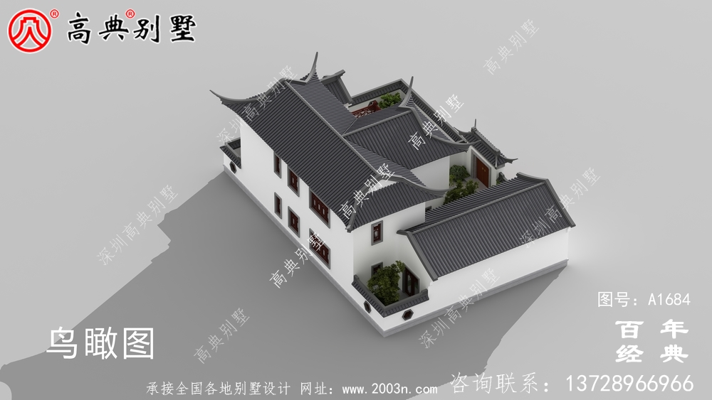 苏式园林二层中式别墅设计图纸及效果图_农村三层别墅设计