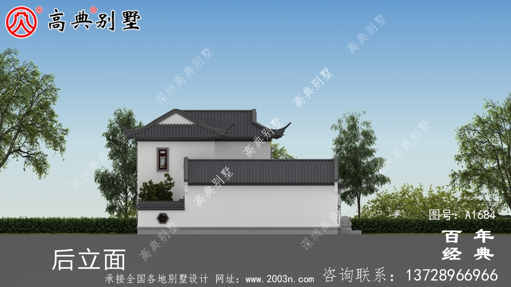 苏式园林二层中式别墅设计图纸及效果图_农村三层别墅设计