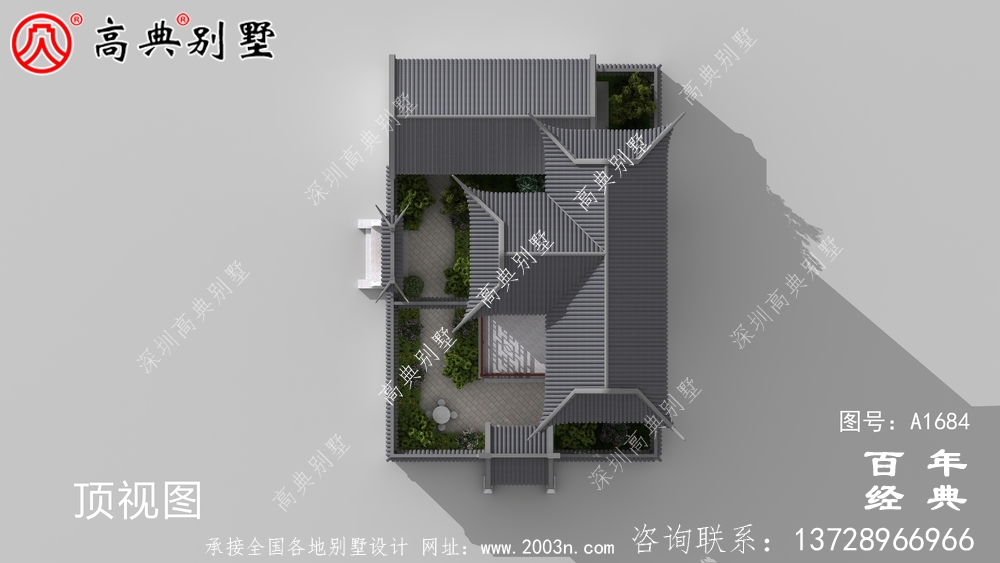 苏式园林二层中式别墅设计图纸及效果图_农村三层别墅设计