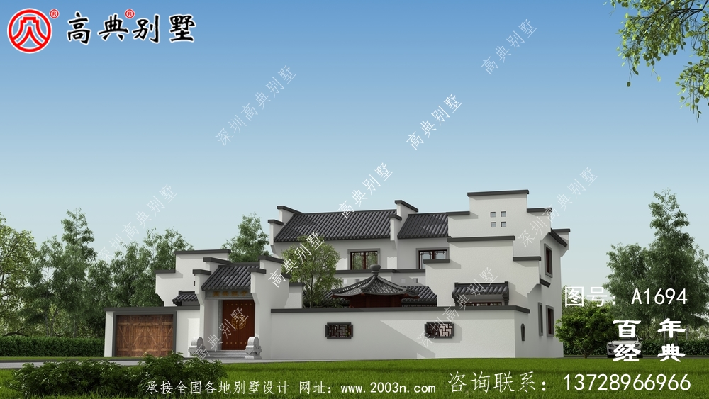 豪华两层新中式别墅设计图纸_农村四层别墅设计