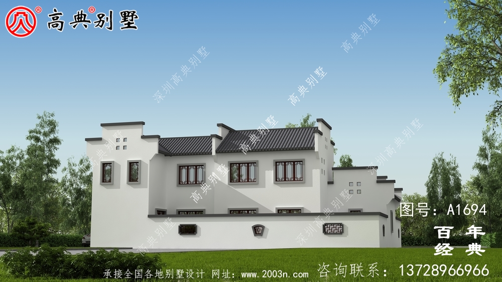 豪华两层新中式别墅设计图纸_农村四层别墅设计