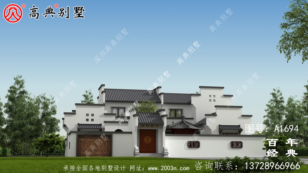 豪华两层新中式别墅设计图纸_农村四层别墅设计