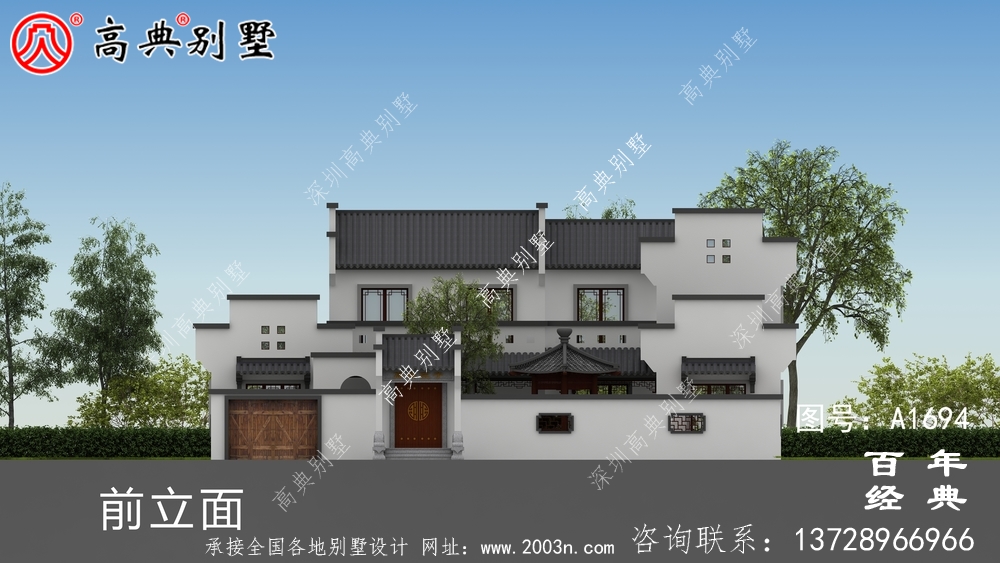 豪华两层新中式别墅设计图纸_农村四层别墅设计