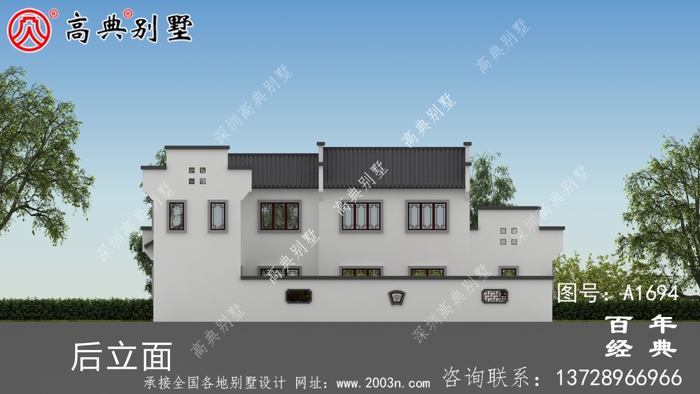 豪华两层新中式别墅设计图纸_农村四层别墅设计