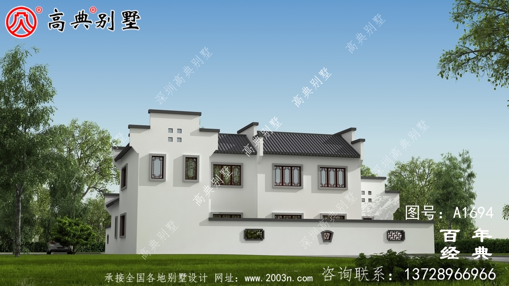 豪华两层新中式别墅设计图纸_农村四层别墅设计