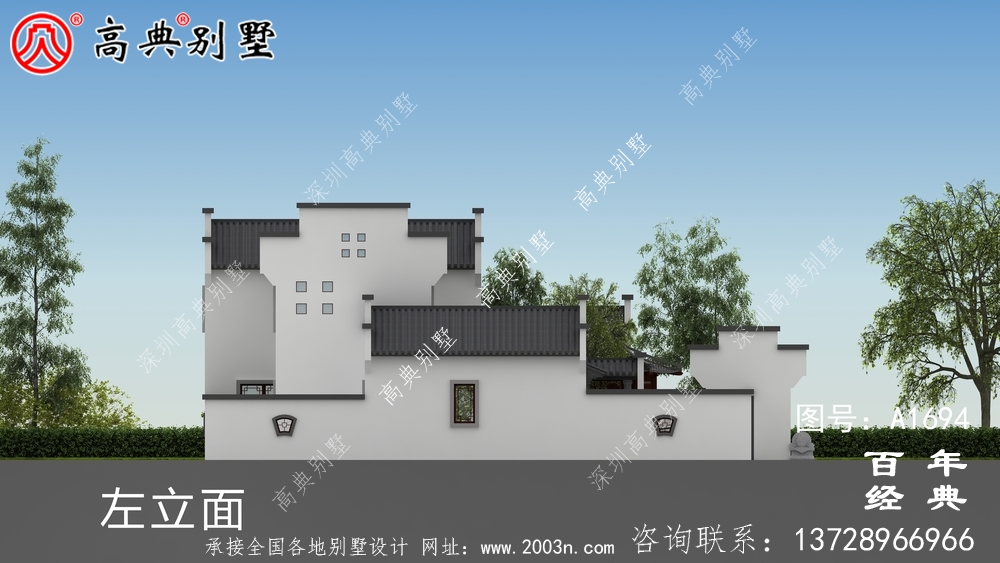 豪华两层新中式别墅设计图纸_农村四层别墅设计