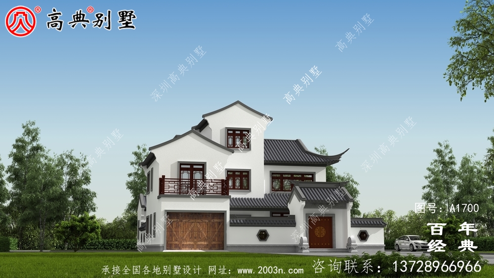 新中式三层别墅外观设计图_农村三层别墅设计