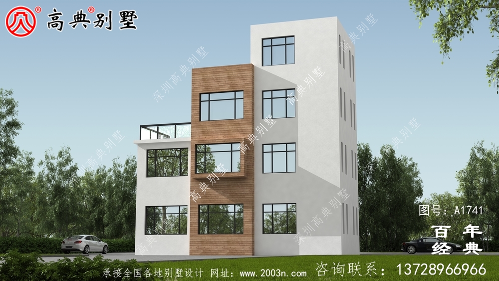 現代風四層農村別墅設計圖紙_農村四層別墅設計