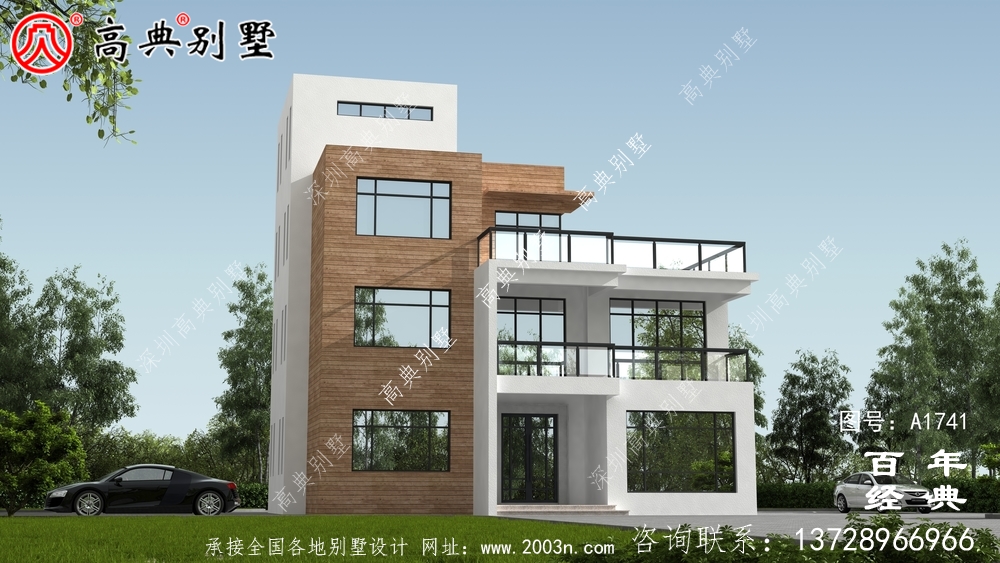 現代風四層農村別墅設計圖紙_農村四層別墅設計