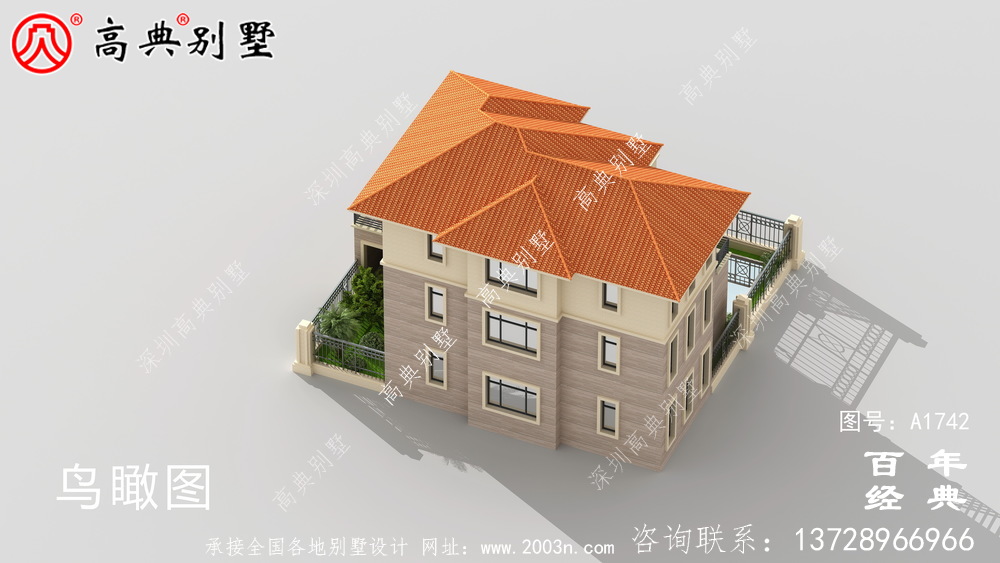 复式三层带院子欧式别墅图纸及效果图_农村三层自建房设计图