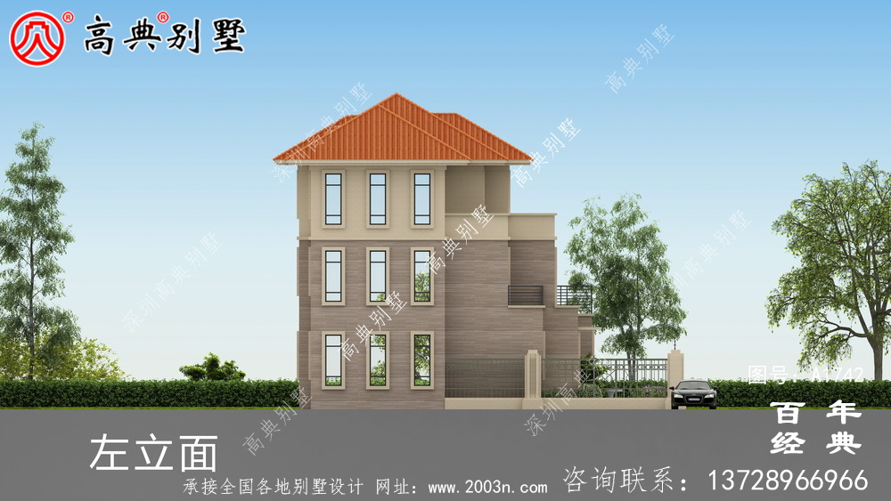 复式三层带院子欧式别墅图纸及效果图_农村三层自建房设计图