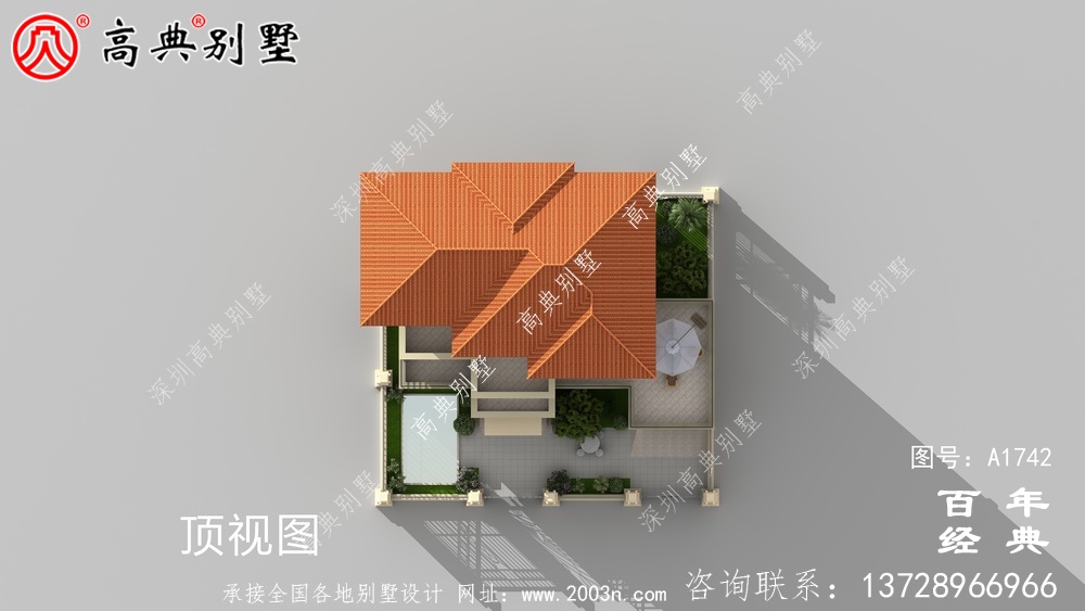 复式三层带院子欧式别墅图纸及效果图_农村三层自建房设计图