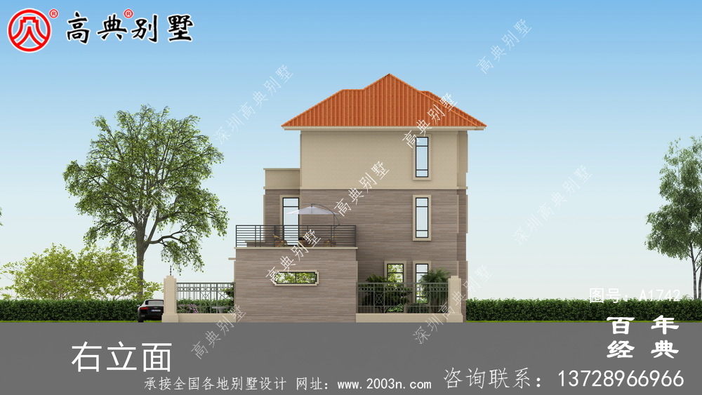 复式三层带院子欧式别墅图纸及效果图_农村三层自建房设计图