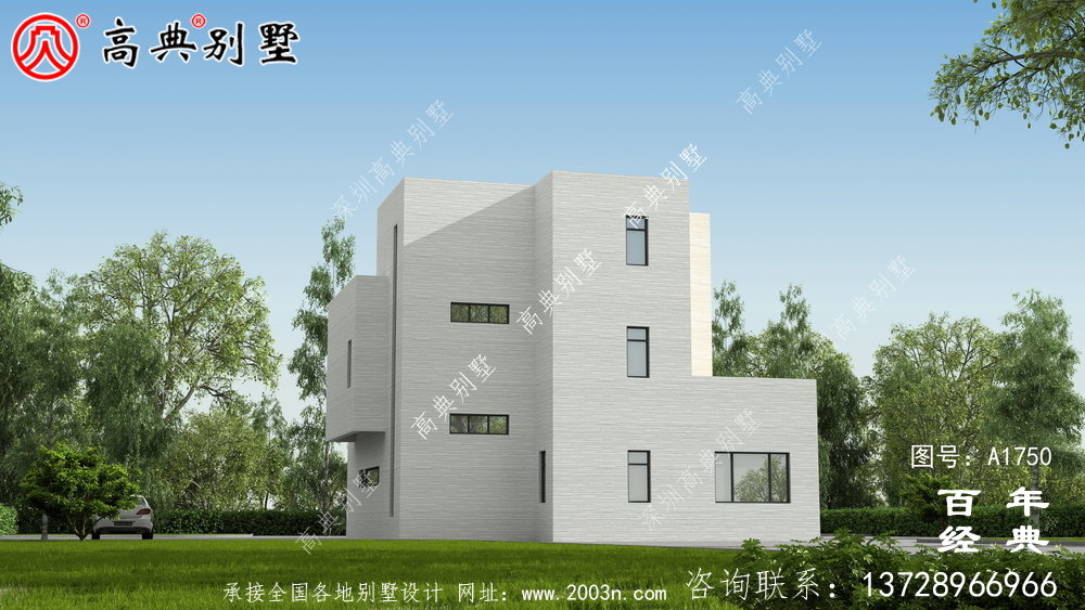 三层现代风别墅图纸及效果图_农村三层自建房设计图