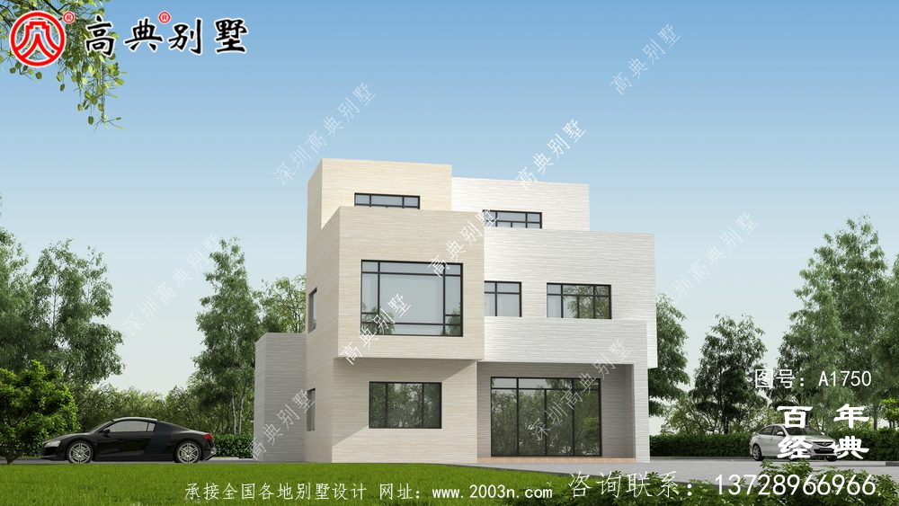 三层现代风别墅图纸及效果图_农村三层自建房设计图