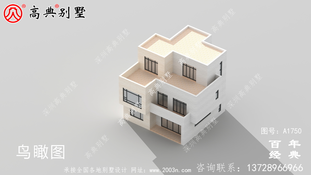 三层现代风别墅图纸及效果图_农村三层自建房设计图