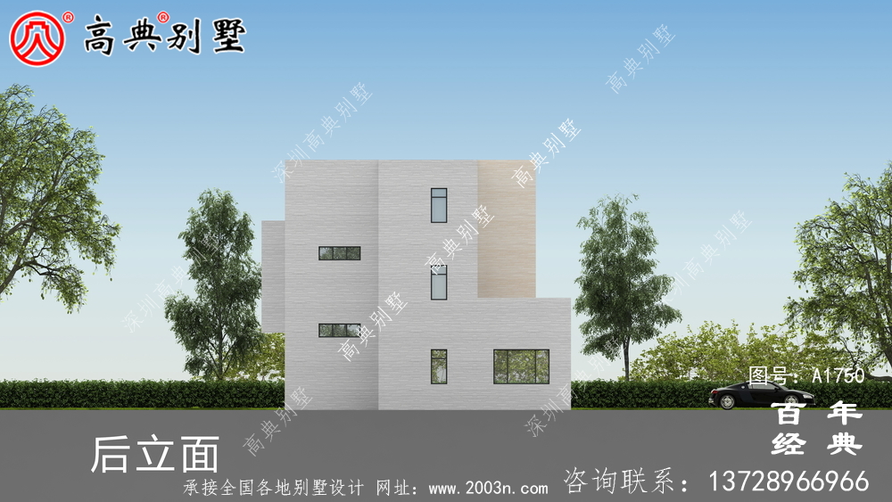 三层现代风别墅图纸及效果图_农村三层自建房设计图