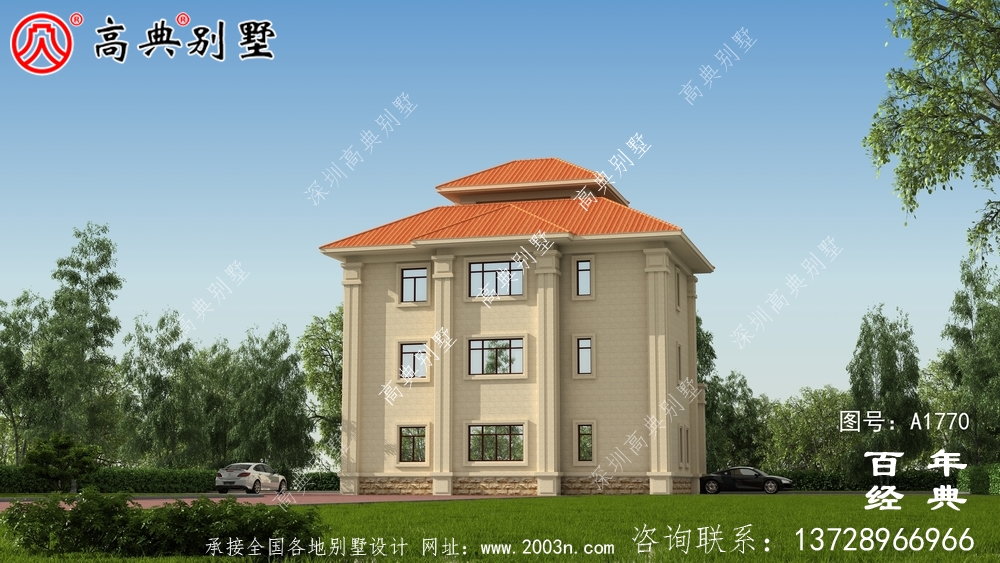 復式三層歐式別墅圖紙及效果圖_農村三層自建房設計圖