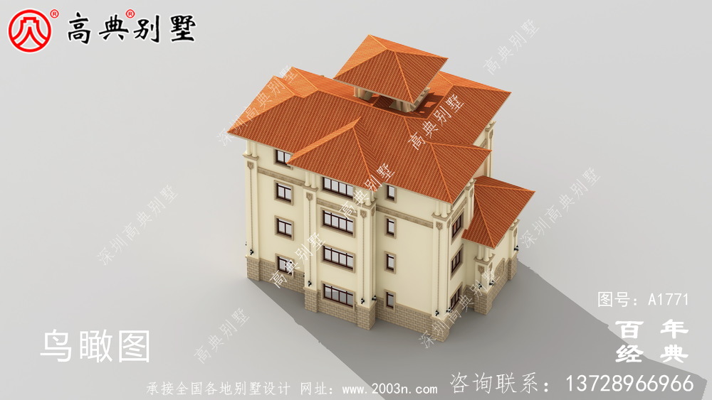 復式四層大戶型歐式別墅設計圖紙_農村四層別墅設計