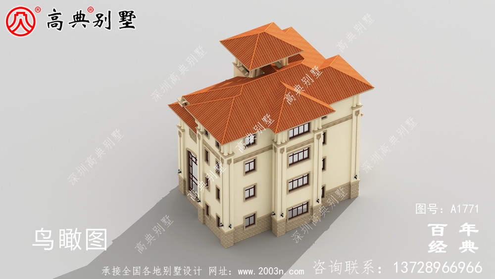 復式四層大戶型歐式別墅設計圖紙_農村四層別墅設計