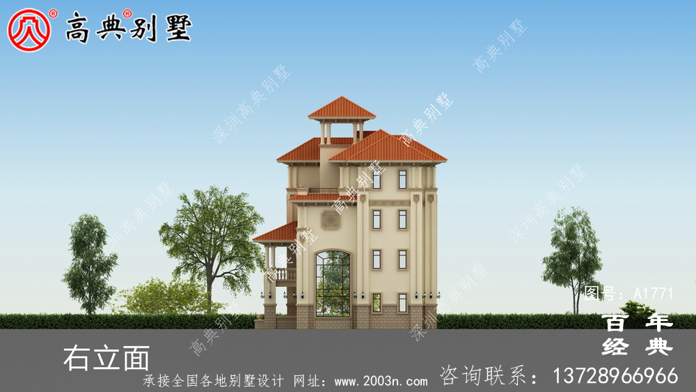 復式四層大戶型歐式別墅設計圖紙_農村四層別墅設計