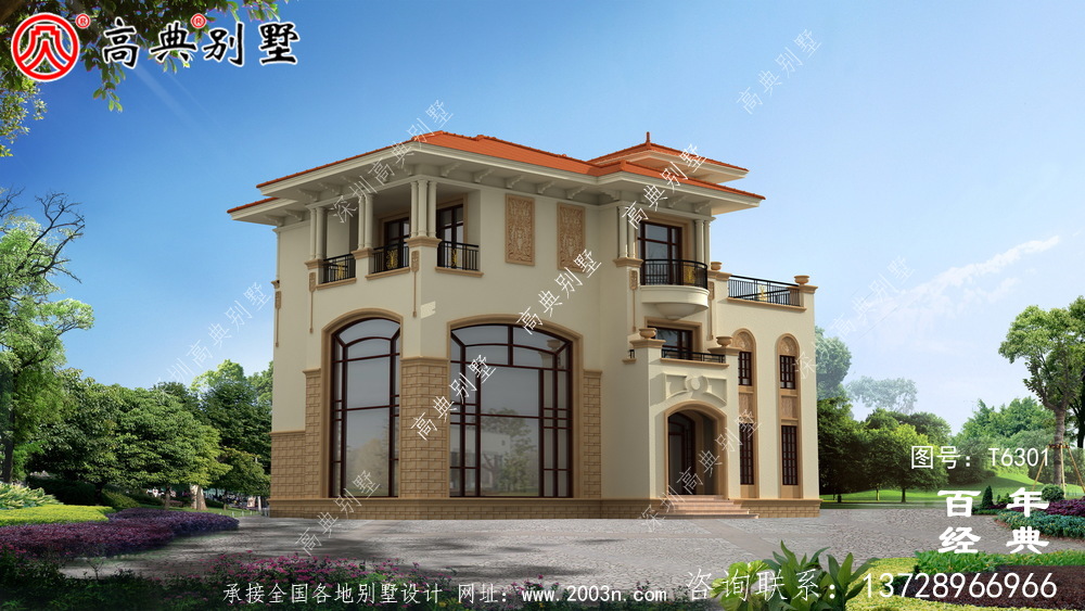 復式三層歐式別墅設計圖紙及效果圖大全_農村三層自建房設計圖