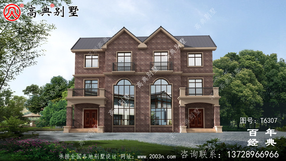 復(fù)式雙拼三層農(nóng)村別墅效果圖_農(nóng)村三層自建房設(shè)計(jì)圖