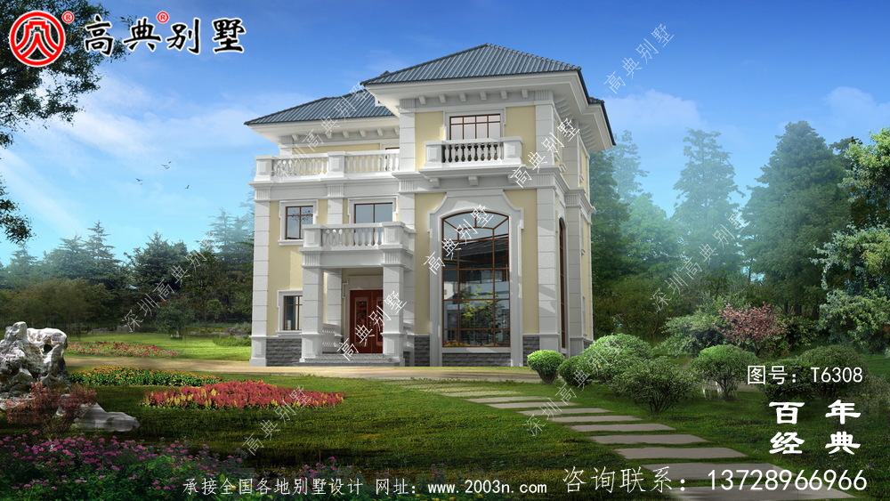 豪華三層農村復式別墅設計施工圖紙_農村三層自建房設計圖