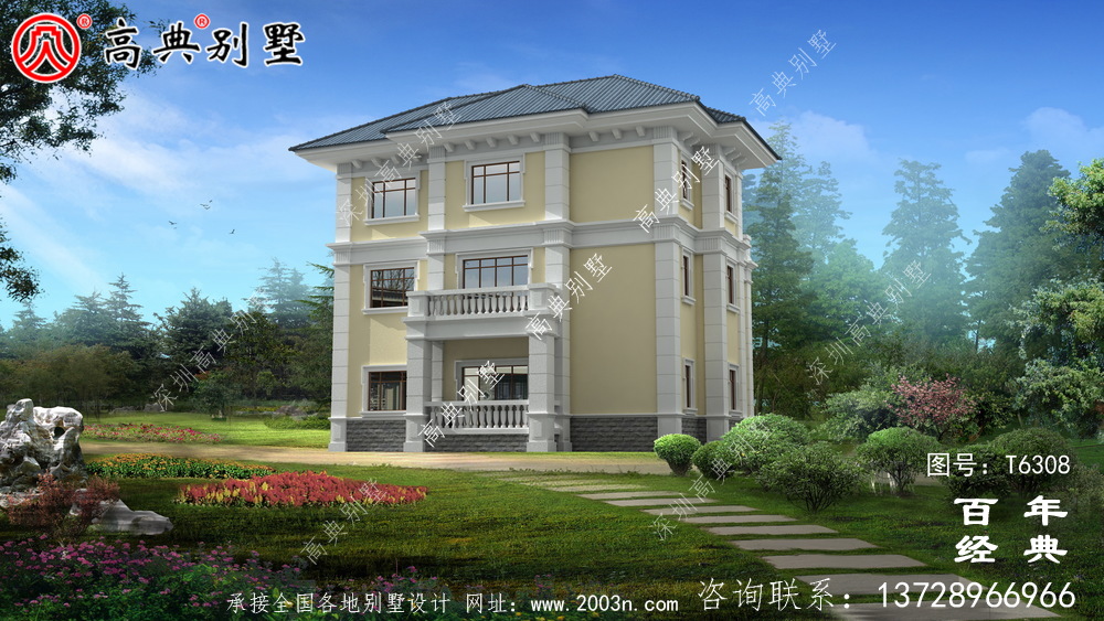 豪華三層農村復式別墅設計施工圖紙_農村三層自建房設計圖